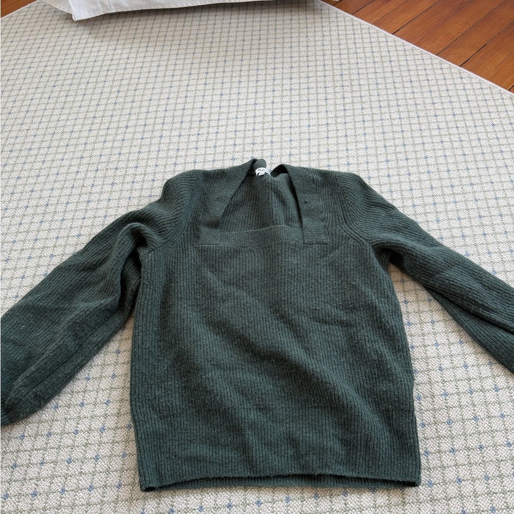 Madewell Olive Green Ribbed Knit Sweater